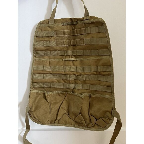 Tan Tactical Car Vehicle MOLLE Panel Seat Back Protector Storage Organizer Bag - Picture 3 of 6